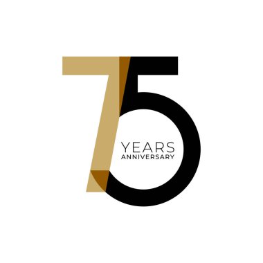 75 Yıl Yıldönümü Logosu, Altın Rengi, Doğum günü, davetiye, düğün, jübile ve tebrik kartı resimleme için Vektör Şablonu Tasarım Ögesi.