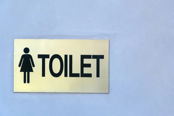 Metal Sign Designating Women Toilet Wall Copy Space — Fotografia de Stock