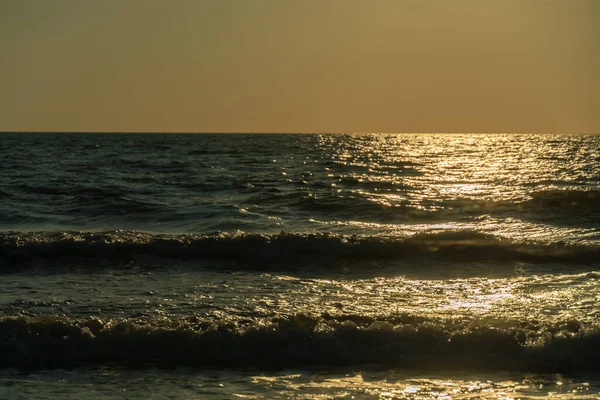 Close Waves Sea Sunset Road Sunlight Beautiful Natural Background — Stock Photo, Image