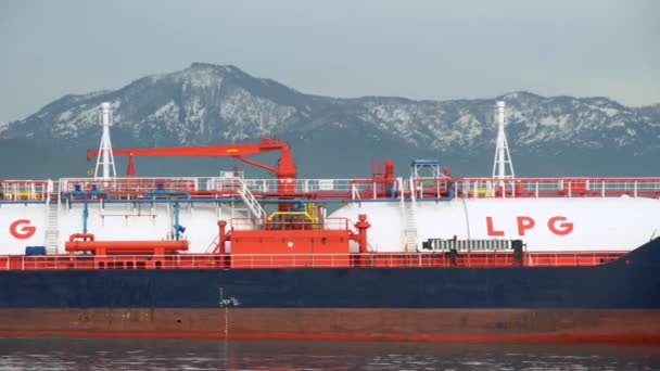 Liquefied Petroleum Gas Carrier Ship Carrying Liquefied Petroleum Gas Bulk — стоковое видео