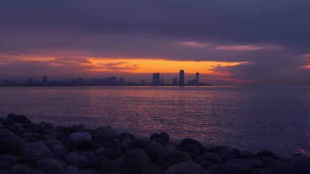 Sea Sunset Background Resort Town Batumi Georgia City Located Seashore — Video Stock