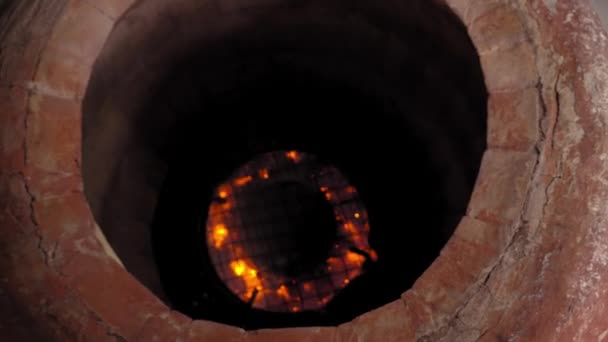 Tandoor. Oven made of clay bricks or clay with recessed interior — ストック動画