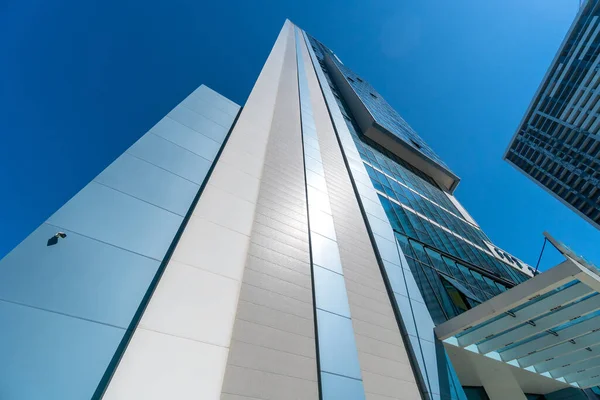 Modern Glass Buildings City Sunny Clear Day Blue Sky Photo — Stockfoto