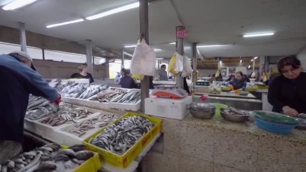 Batumi Georgia May 2022 Large Number People Fish Market Food — Wideo stockowe