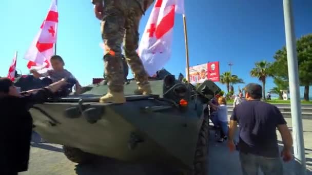 Batumi Georgia May 2022 Military Equipment Streets Batumi Georgia Independence — Stockvideo