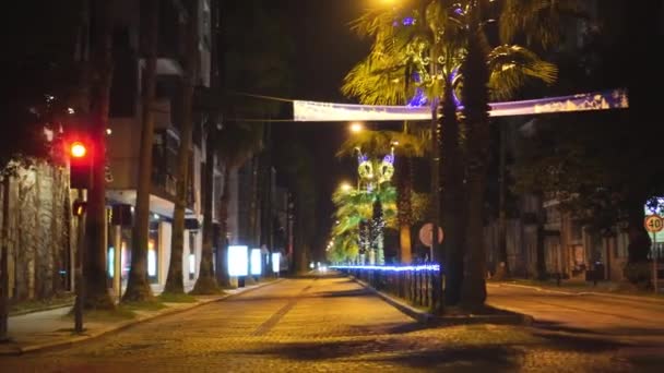 Una Strada Vuota Decorata Prima Natale Senza Auto Senza Persone — Video Stock