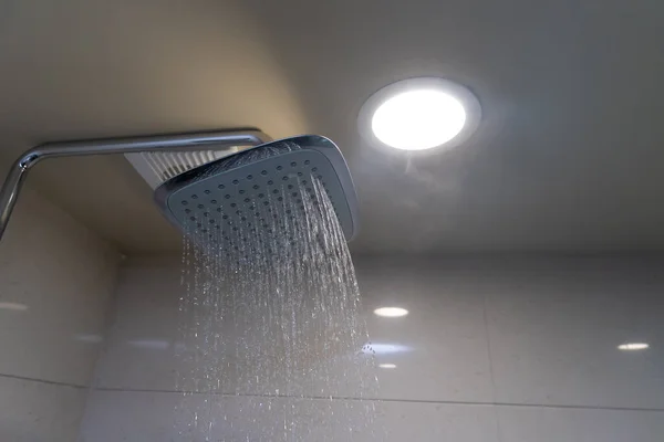 Close Shower Rain Running Water Steam Bathroom — Stockfoto