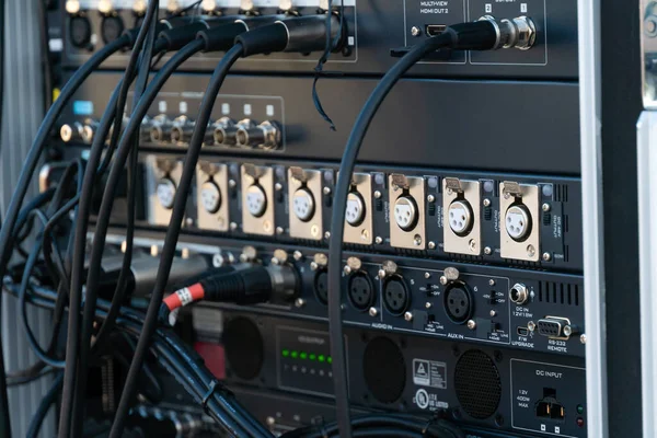 Sluit Audio Slang Stage Box Met Xlr Kabels Jacks Een — Stockfoto