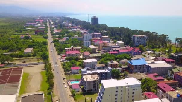 Drone View Town Kobuleti Black Sea Coast Sunny Spring Day — Stock Video