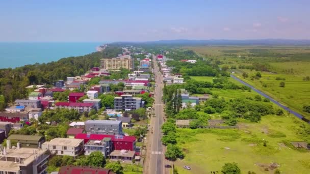Drone View Town Kobuleti Black Sea Coast Sunny Spring Day — Stok Video