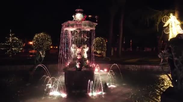 Nightlife City Batumi Georgia Night Singing Fountains Entertain People Square — Vídeo de stock