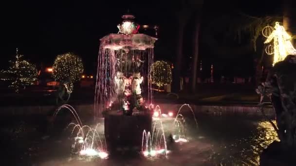 Nightlife City Batumi Georgia Night Singing Fountains Entertain People Square — Vídeos de Stock