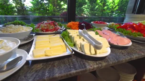 Kitchen Culinary Buffet Nutrition Food Holiday Party Concept Breakfast Buffet — Stock video