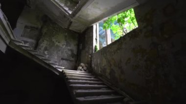 Detail of abandoned Soviet sanatorium Medea in Tskaltubo, Georgia. Tskaltubo was important balneological resort in Soviet times. Historical abandoned sanatorium