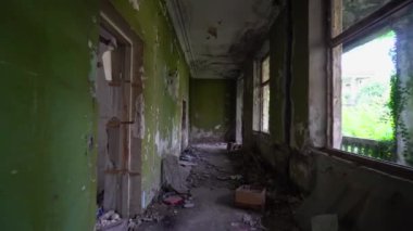 Detail of abandoned Soviet sanatorium Medea in Tskaltubo, Georgia. Tskaltubo was important balneological resort in Soviet times. Historical abandoned sanatorium