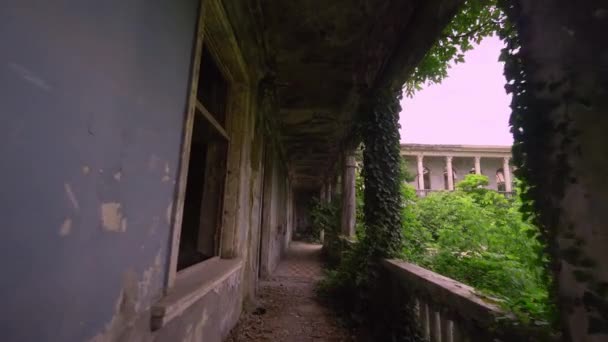 Detail Abandoned Soviet Sanatorium Medea Tskaltubo Georgia Tskaltubo Important Balneological — Stockvideo