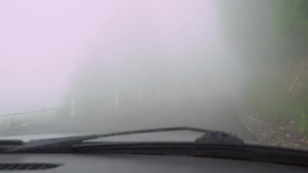 First Person View Driver Car Driving Road Thick Fog Smog — 비디오