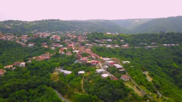 Aerial View Houses Town Sighnaghi Eastern Georgia Scenic Spring View — Stockvideo