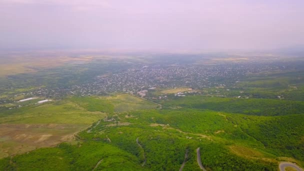 Aerial View Houses Town Sighnaghi Eastern Georgia Scenic Spring View — Stockvideo