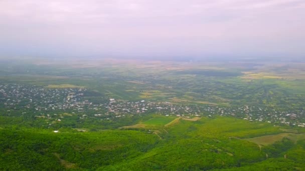 Aerial View Houses Town Sighnaghi Eastern Georgia Scenic Spring View — Vídeo de stock