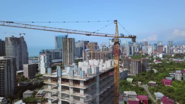 Construction New Multi Storey Buildings Construction Crane Construction Site Backdrop — Vídeos de Stock
