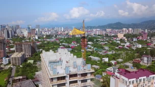 Construction New Multi Storey Buildings Construction Crane Construction Site Backdrop — Stockvideo