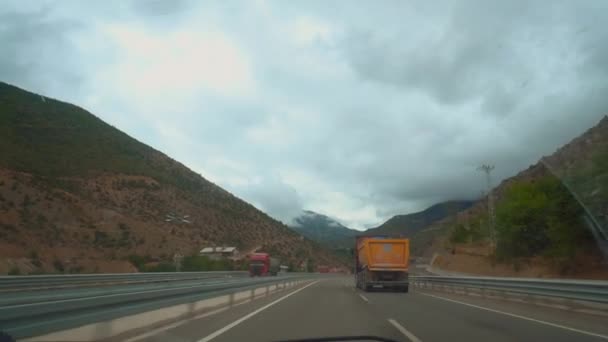 Αλανια Τουρκια Μαϊου 2022 Άποψη Του Δρόμου Μέσα Από Παρμπρίζ — Αρχείο Βίντεο