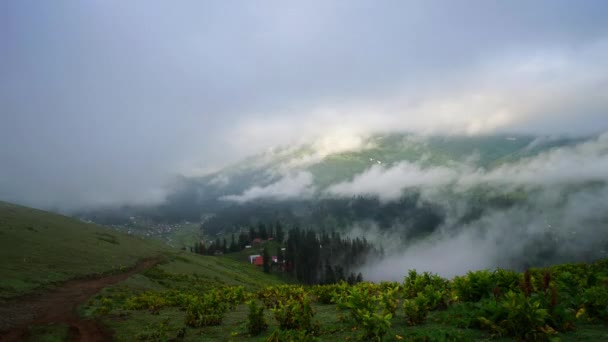 Time Laps Clouds Moving Amazing High Altitude Village Bakhmaro Georgia — Stock Video