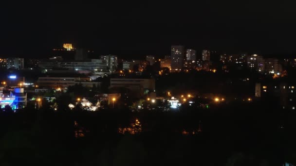 Tempo Lapso Cidade Noturna Tbilisi Geórgia Com Luzes Noturnas Iridescentes — Vídeo de Stock