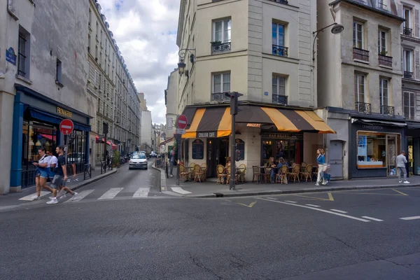 Paris France May 2022 Street Cafes Pedestrians Customers Foreground — Stock fotografie
