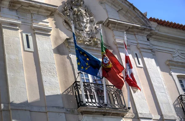 Aveiro Portugal Agosto 2022 Fechar Bandeiras Locais Nacionais Que Arvoram — Fotografia de Stock