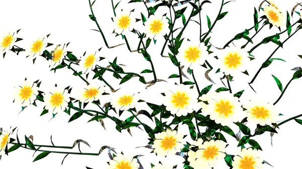 白花植物3D渲染 — 图库照片