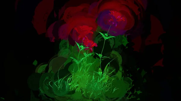 玫瑰植物3D渲染 — 图库照片