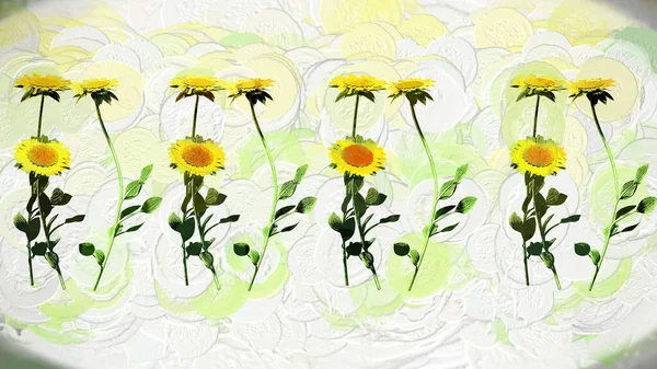 Sunflower Botanical Nature Rendering — 图库照片