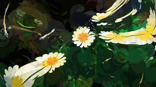 Rendu Botanique Fleur Blanche — Photo