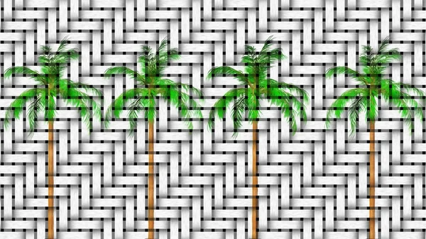 Queen Palm Tree Grid Art Botanical Rendering — стоковое фото