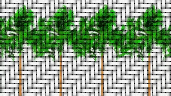 Queen Palm Tree Grid Art Botanische Rendering — Stockfoto