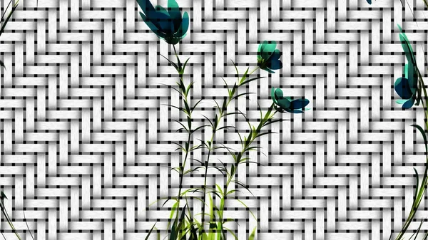 Botanical Grid Art Digital Rendering — стоковое фото