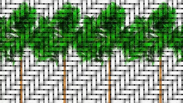 Queen Palm Tree Grid Art Botanische Rendering — Stockfoto