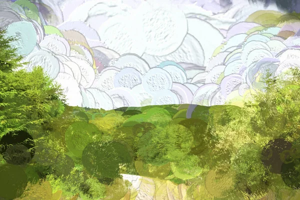 Sommer Landschaft Hügel Und Horizont Digitale Illustration — Stockfoto