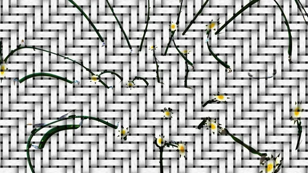 Botanische Grid Art Flowers Digitale Rendering — Stockfoto