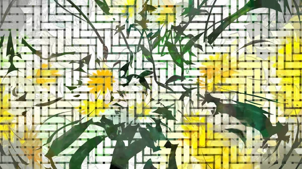 Botanical Grid Art Flowers Digital Rendering — стоковое фото