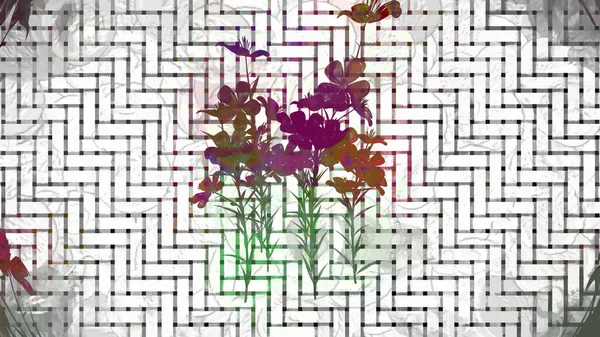 Botanical Grid Art Flowers Digital Rendering — стоковое фото