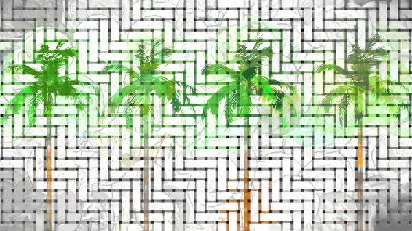 Botanical Grid Art Trees Digital Rendering — 스톡 사진