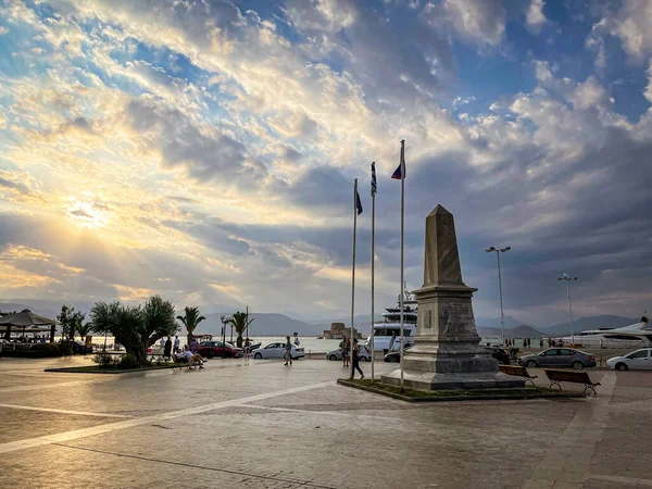 Lindas Ruas Decoradas Nafplion Com Edifícios Arquitetônicos Tradicionais Nafplio Sem — Fotografia de Stock