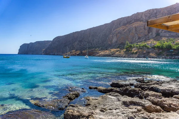 Hermoso Paisaje Costero Desde Pueblo Costero Gerolimenas Antiguo Puerto Pequeño — Foto de Stock