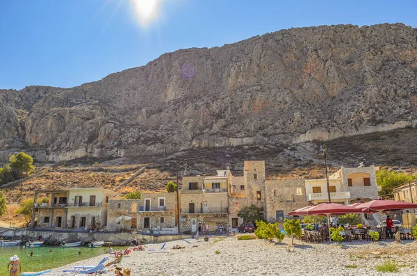 Gerolimenas kıyı köyünden ve eski limandan güzel bir manzara. Mani yarımadasında, Laconia 'da, Yunanistan' da, Avrupa 'da küçük pitoresk bir balıkçı köyüdür.