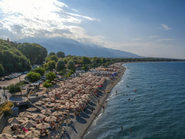 Luftaufnahme Über Den Berühmten Strand Von Panteleimonas Pieria Griechenland — Stockfoto