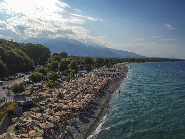 Luftaufnahme Über Den Berühmten Strand Von Panteleimonas Pieria Griechenland — Stockfoto