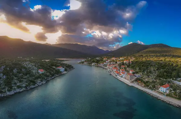 Beautiful Aerial View Ierakas Gerakas Picturesque Fishing Village Laconia Greece — Stock Photo, Image